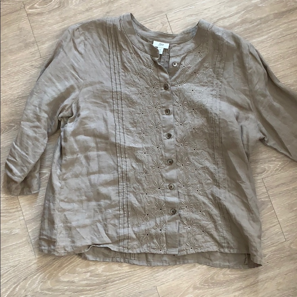 100% linen embroidered shirt